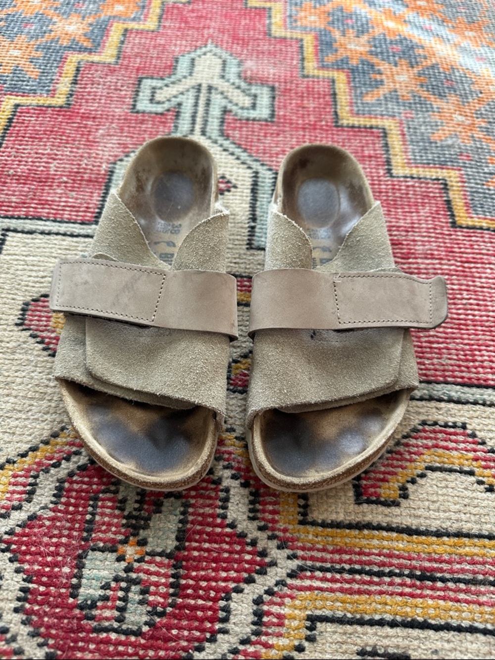Birkenstock Kyoto Suede Slide Sandals in Taupe Brown